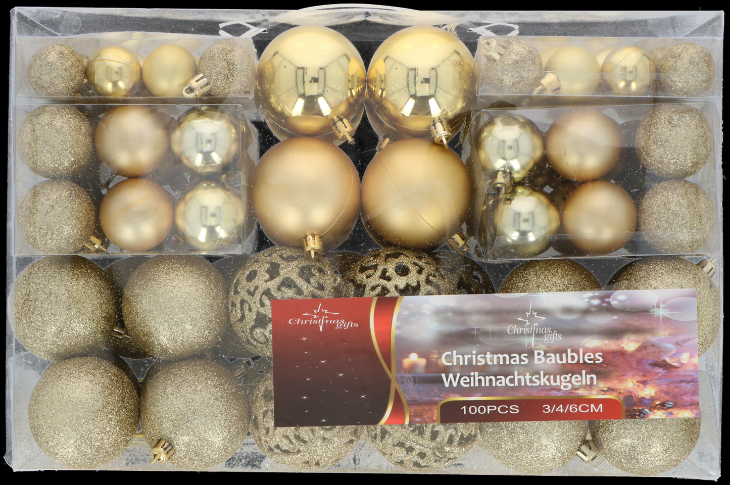 Xmas bauble (100) ass gold pl
