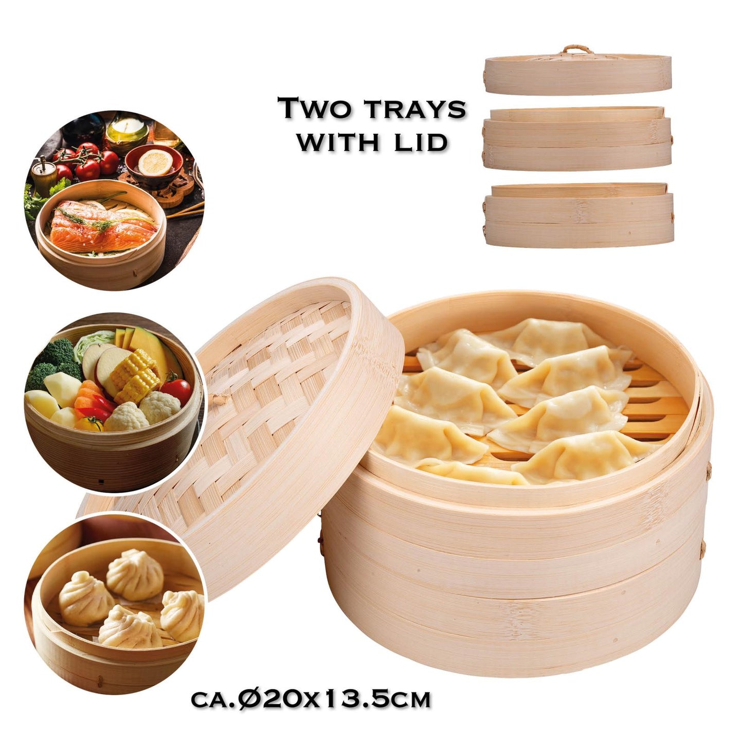 Steam basket 2 trays with lid