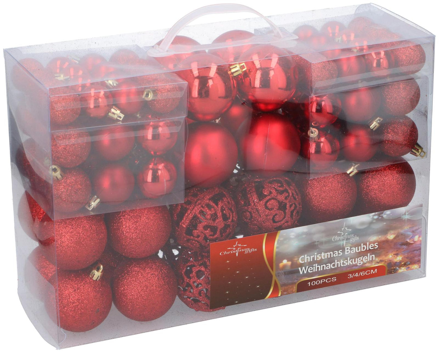 Xmas bauble (100) ass red pl