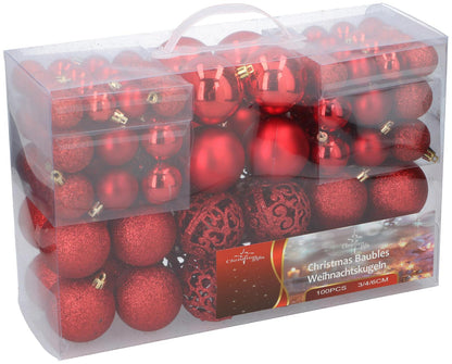 Xmas bauble (100) ass red pl