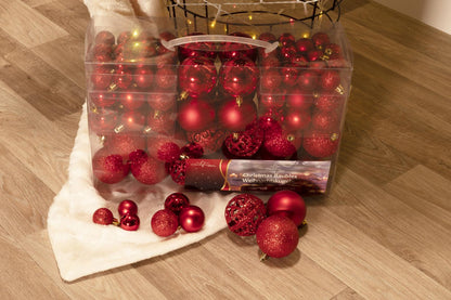 Xmas bauble (100) ass red pl