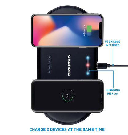 Wireless charger dual 2X10W Qi