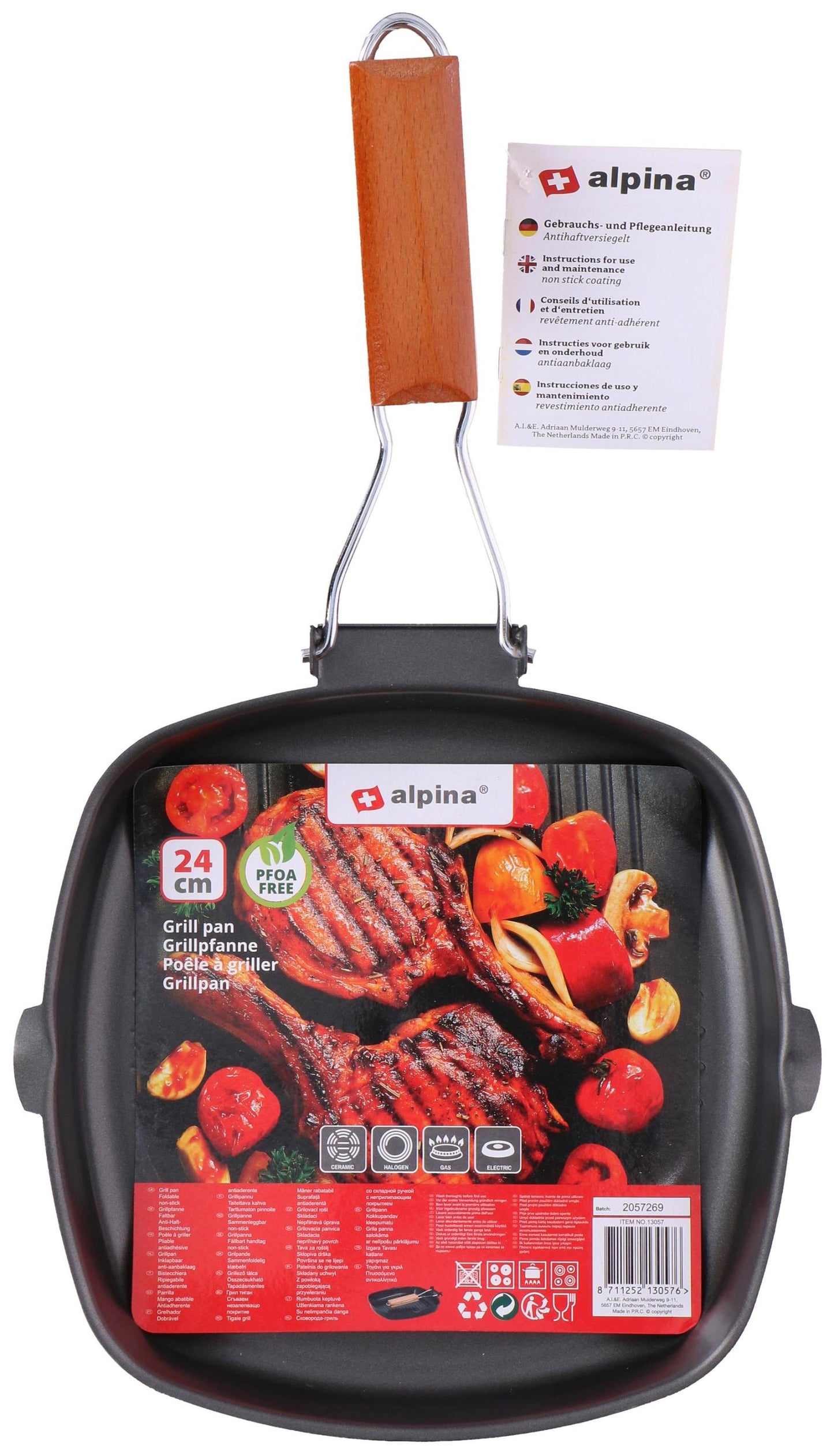 Grill pan w fold handle 24cm