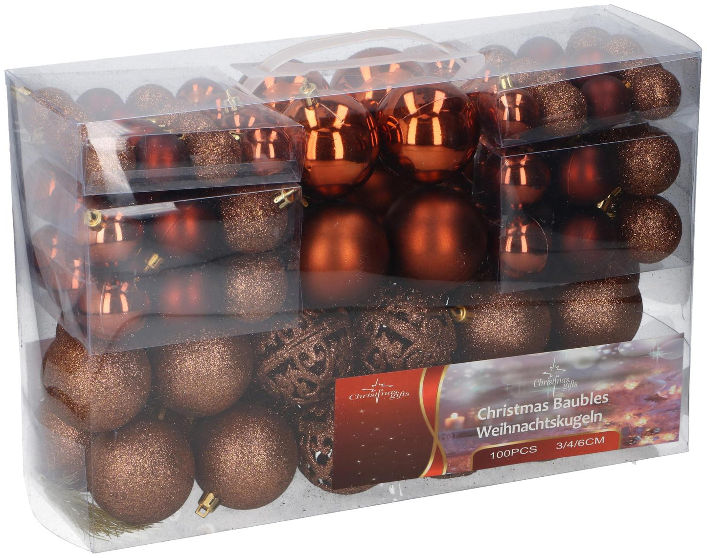 Xmas Bauble (100) ass brown pl