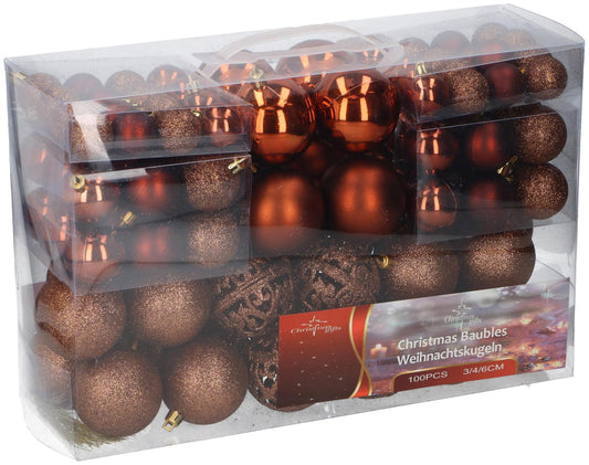 Xmas Bauble (100) ass brown pl