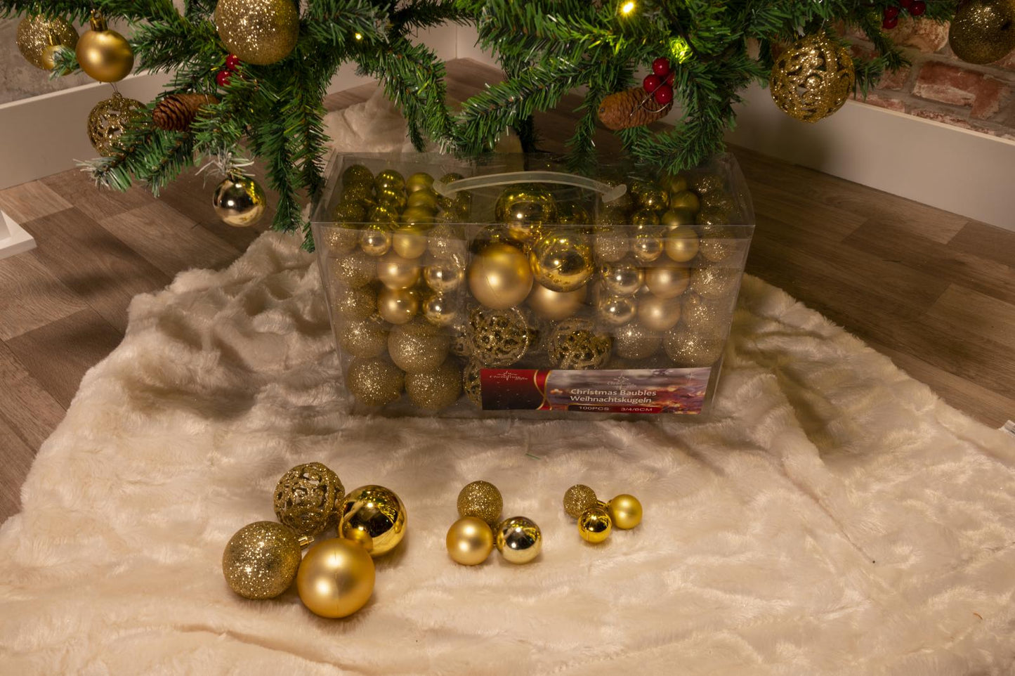Xmas bauble (100) ass gold pl