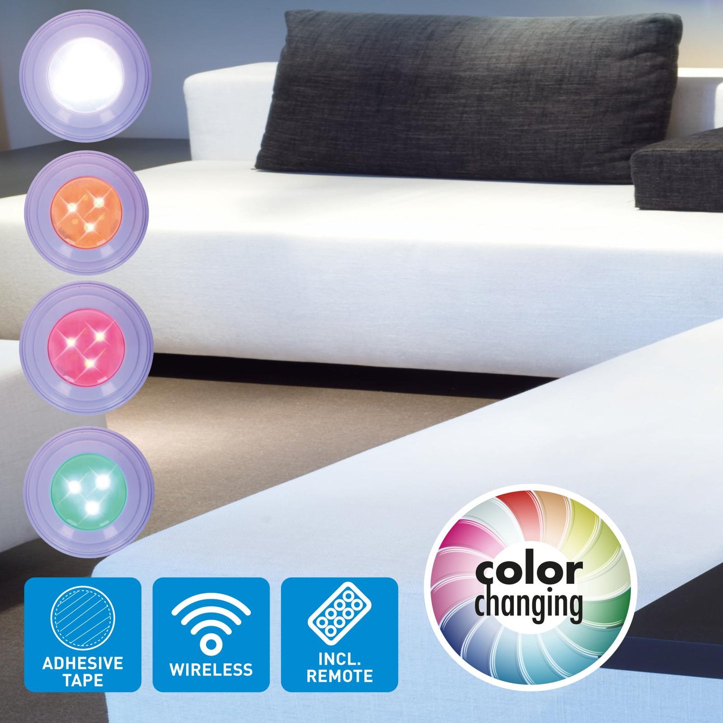 Led Spots Wireless PC 4 pcs