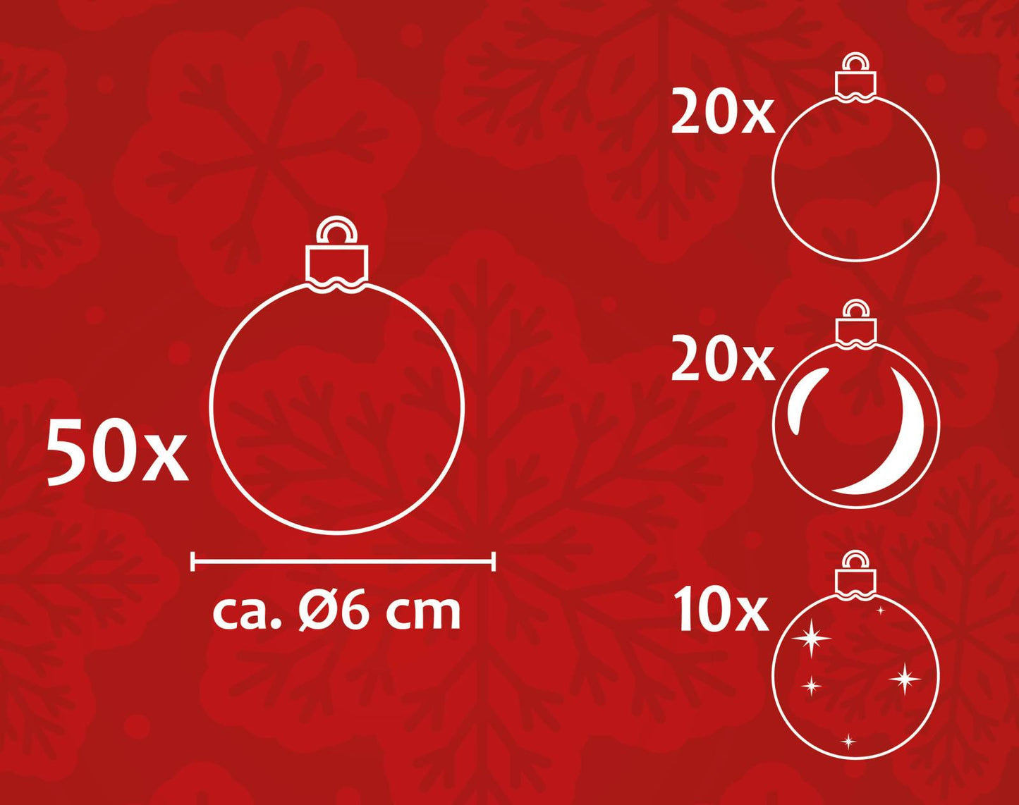 Xmas bauble 50pc D6cm