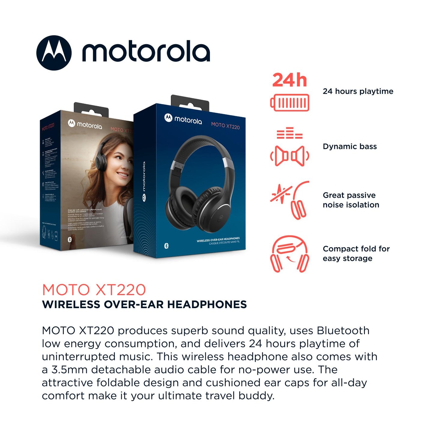 Headphone MOTO XT 220 BLK