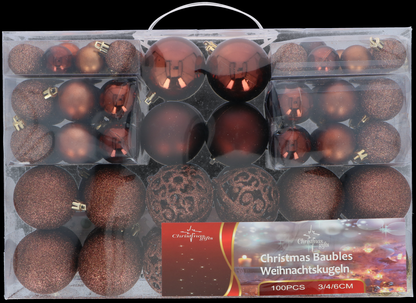 Xmas Bauble (100) ass brown pl