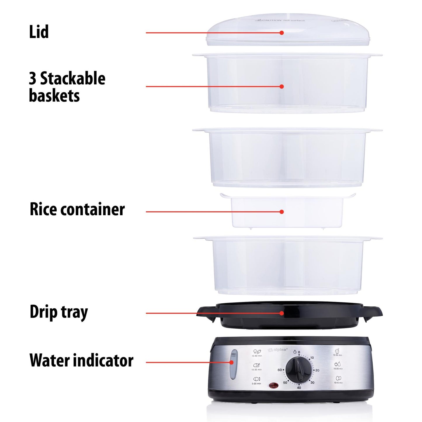 Food steamer 230V 800W