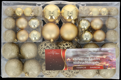 Xmas bauble (100) ass gold pl