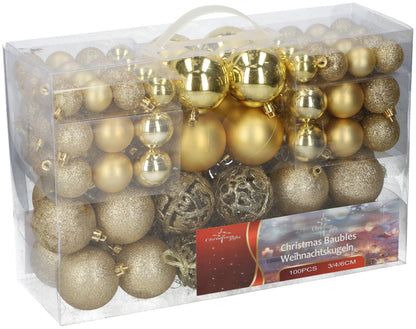 Xmas bauble (100) ass gold pl