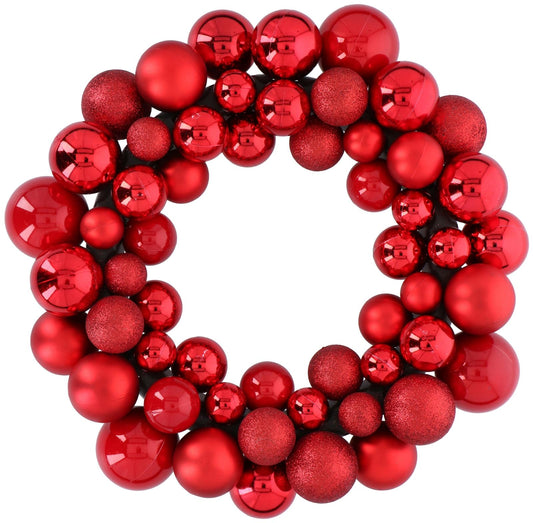 Xmas wreath 55pc ball red