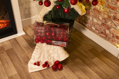 Xmas bauble (100) ass red pl