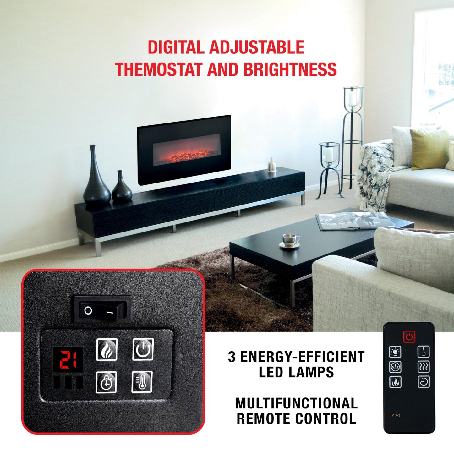 Heater wall Memphis LED 80cm