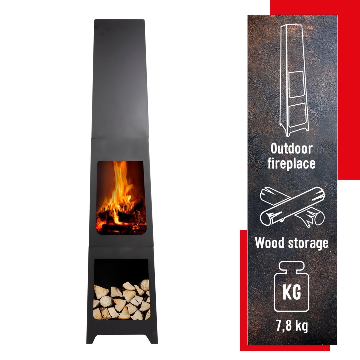 Fire basket 36x36x150cm