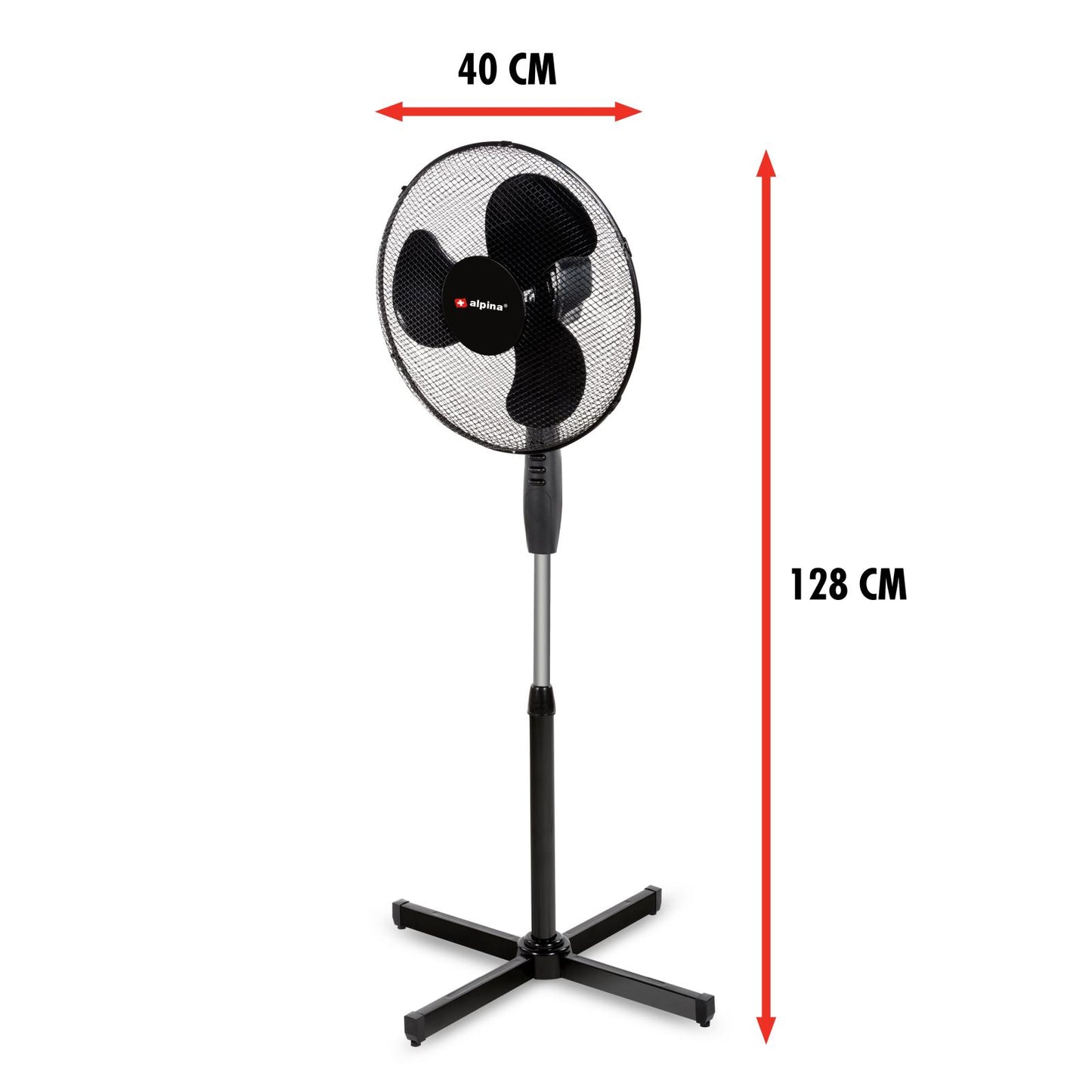 Fan standing 40cm black PP