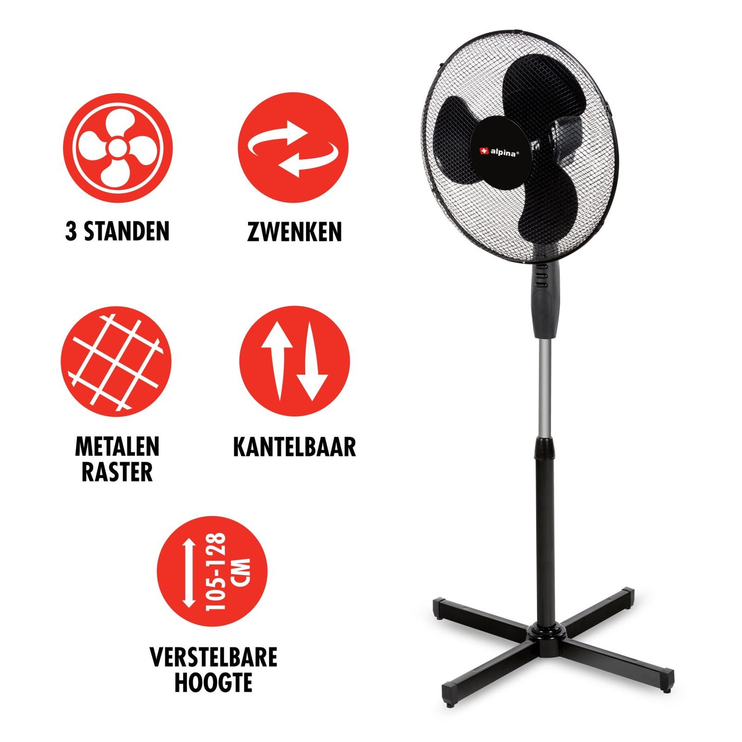 Fan standing 40cm black PP