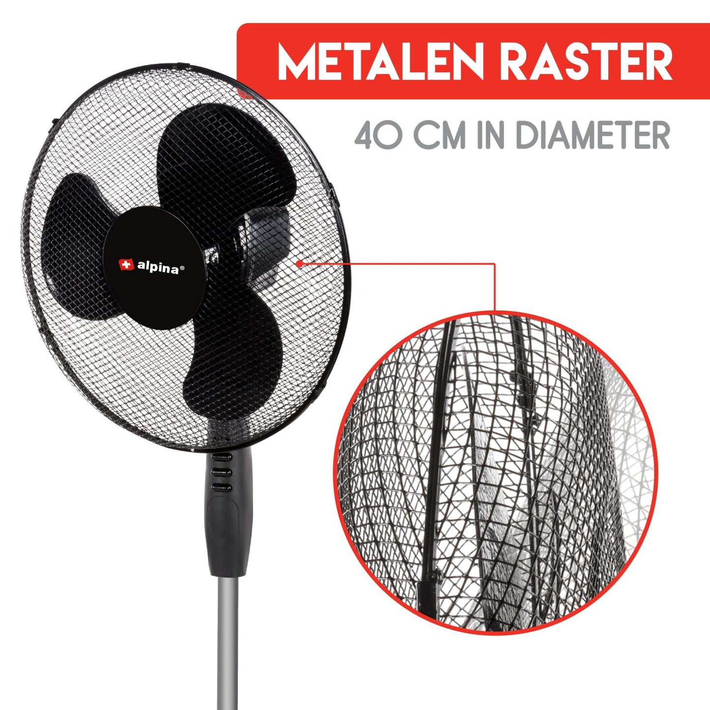 Fan standing 40cm black PP