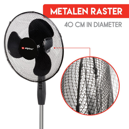 Fan standing 40cm black PP
