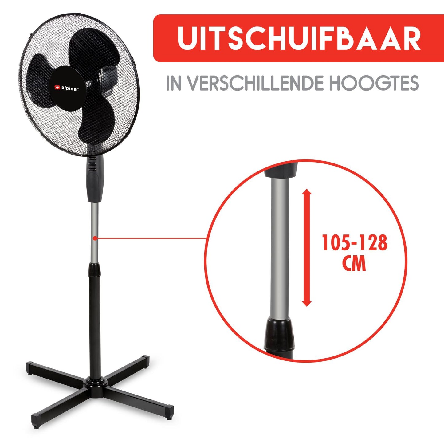 Fan standing 40cm black PP