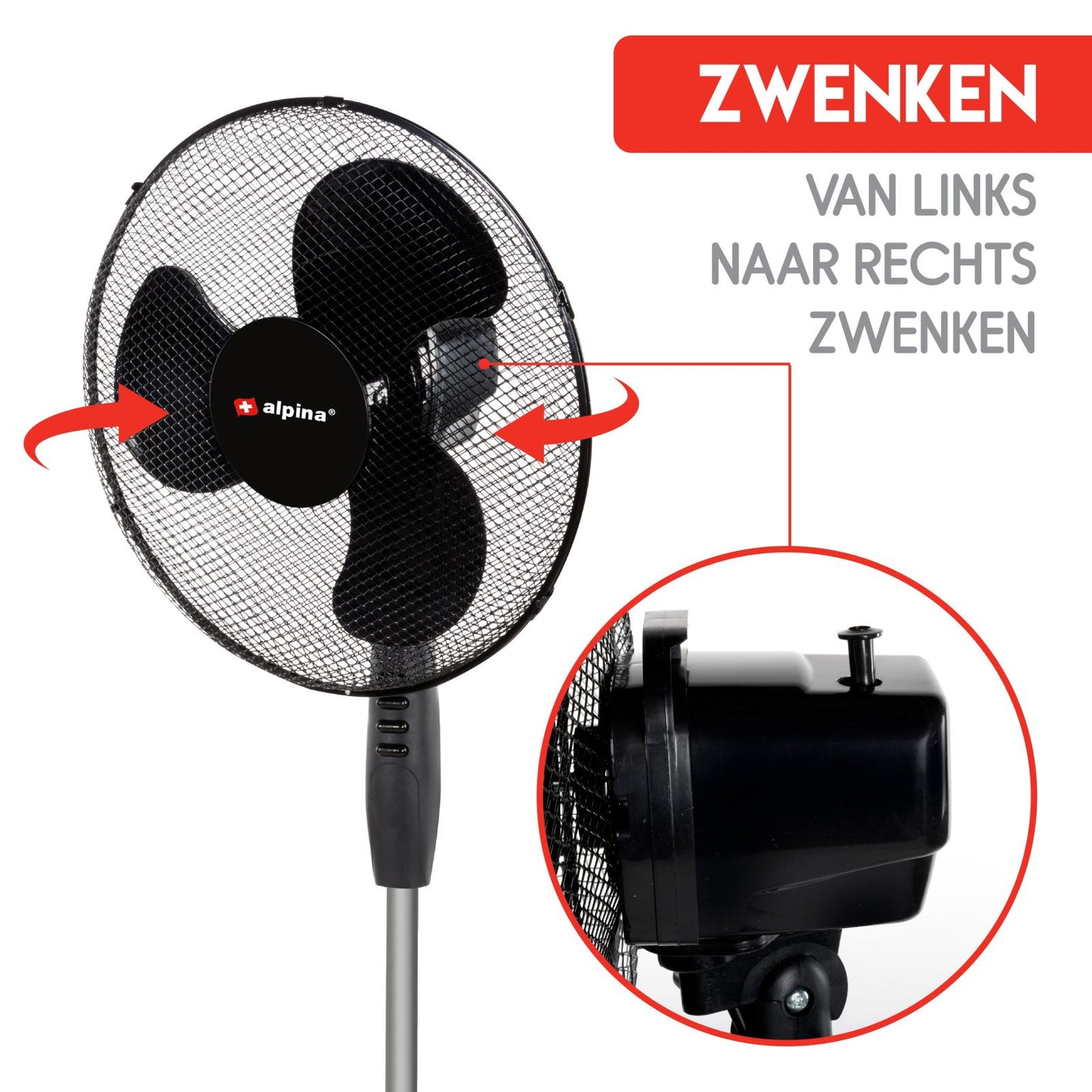Fan standing 40cm black PP