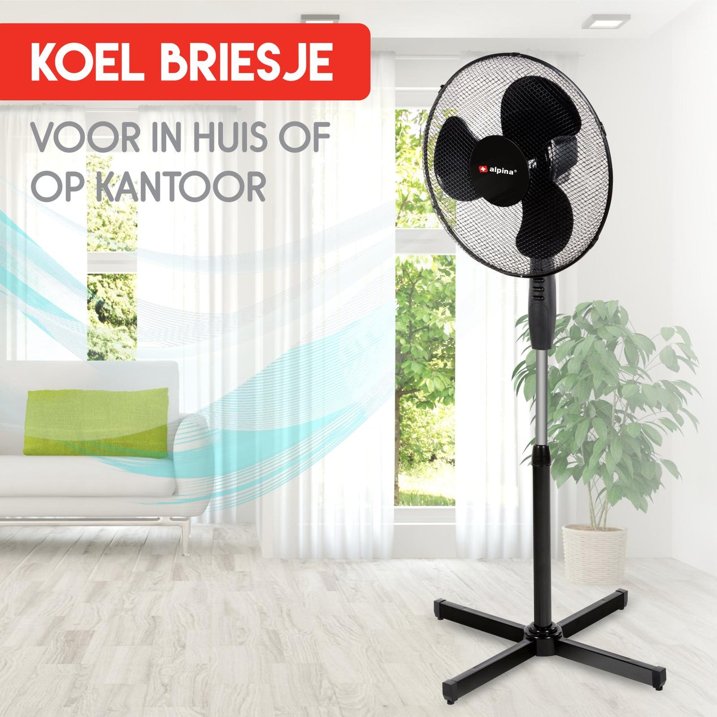 Fan standing 40cm black PP