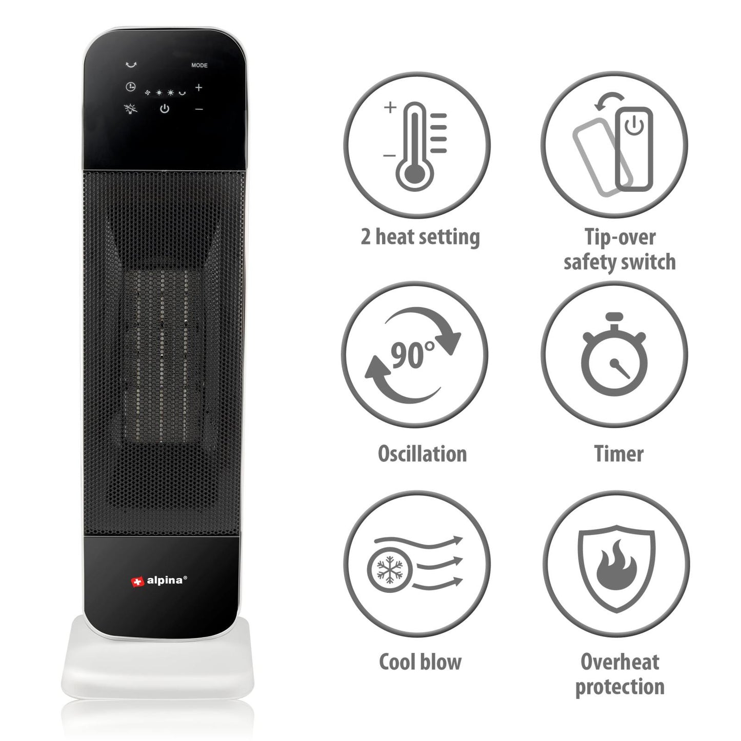 Heater tower 230V 2000W PTC