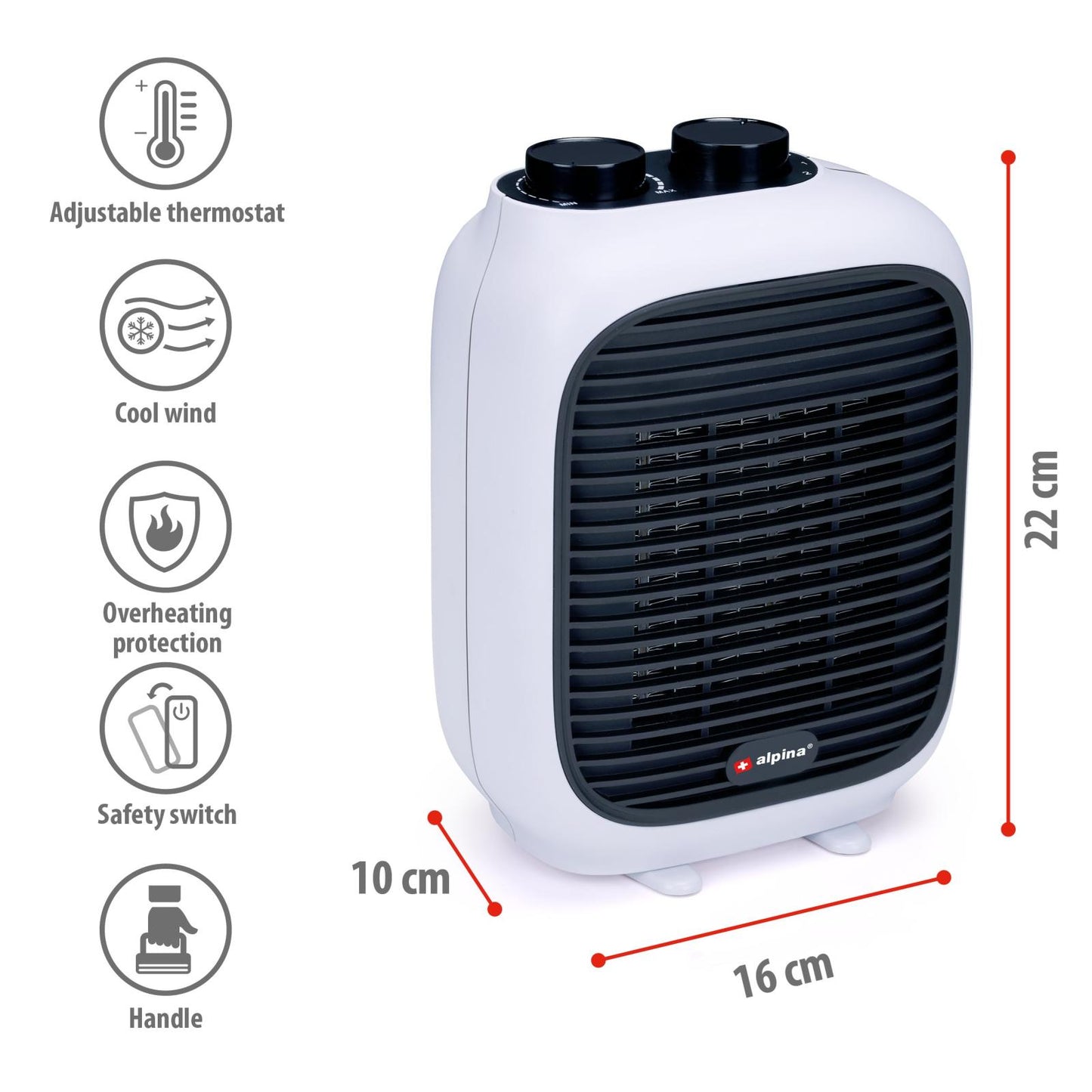 Portable heater 230V 1500W PTC