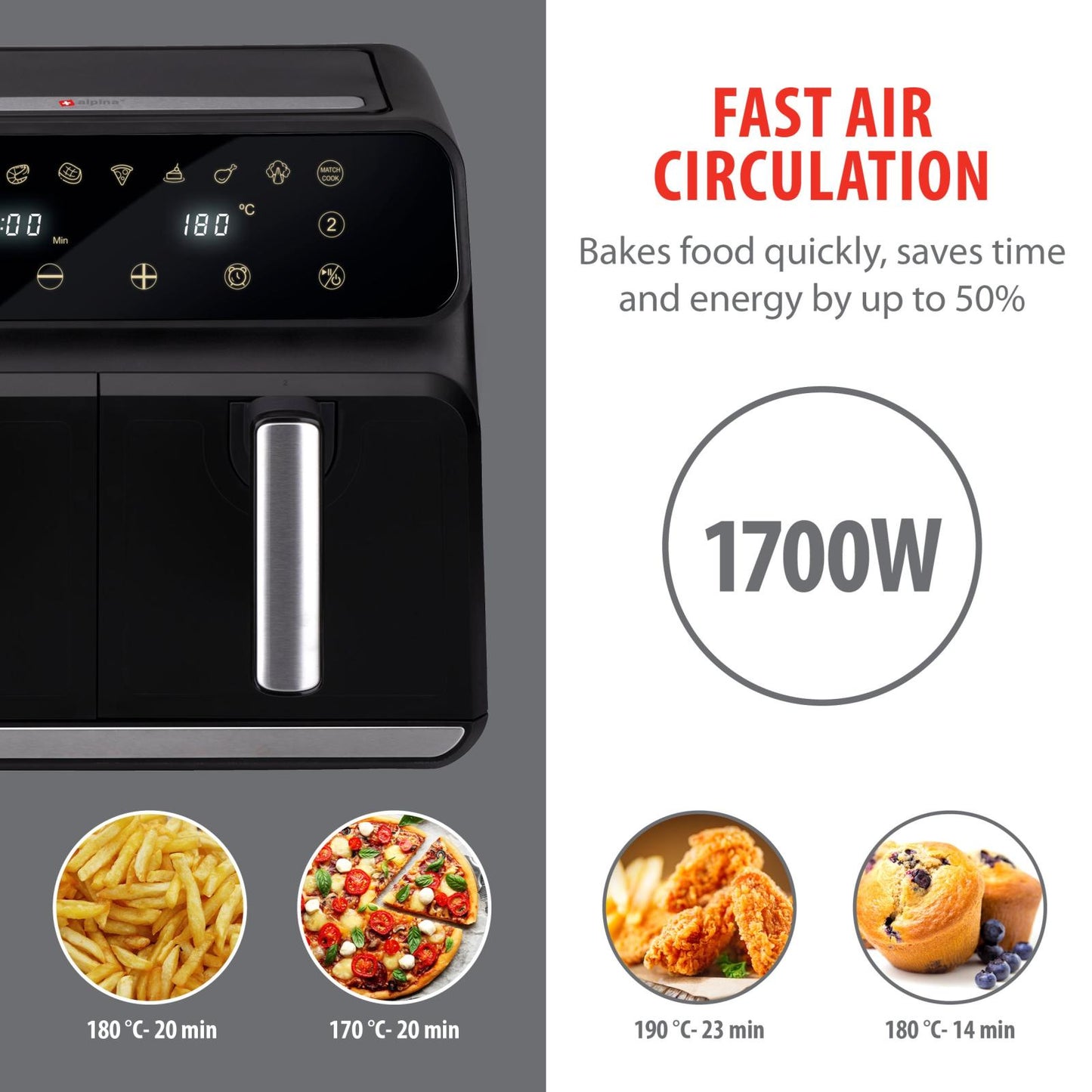 Double airfryer 8L 230V 1700W