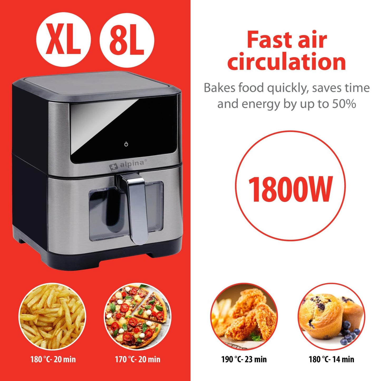 Air Fryer 230V 8L 1800W digital