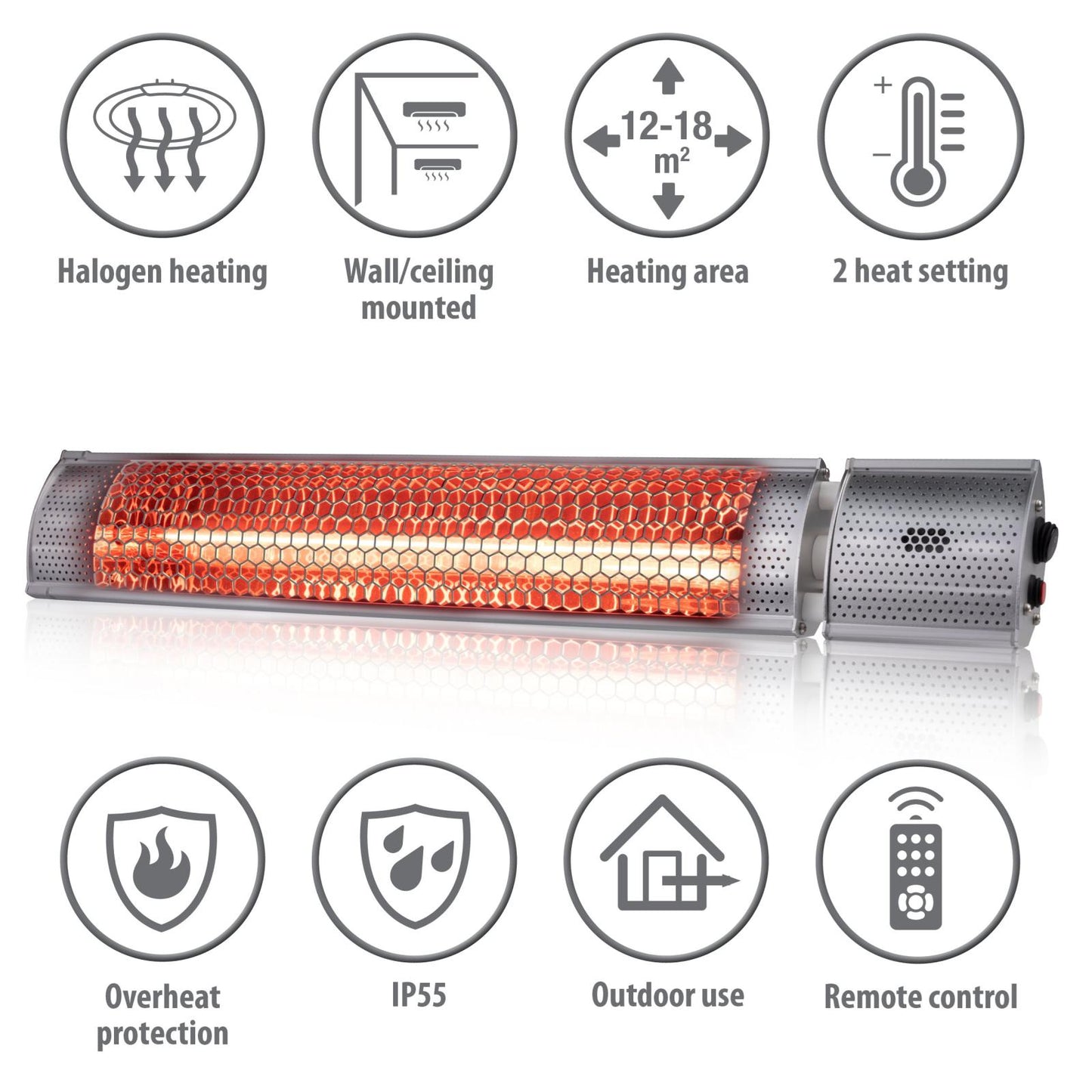 Heater wall 2000W gold halogen